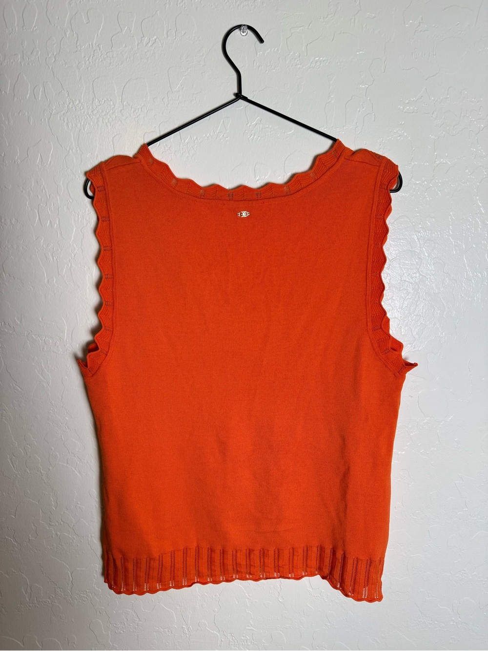 Sam Edelman Orange Scallop Trim Square Neck Sweater Tank Top XL - Picture 6 of 9